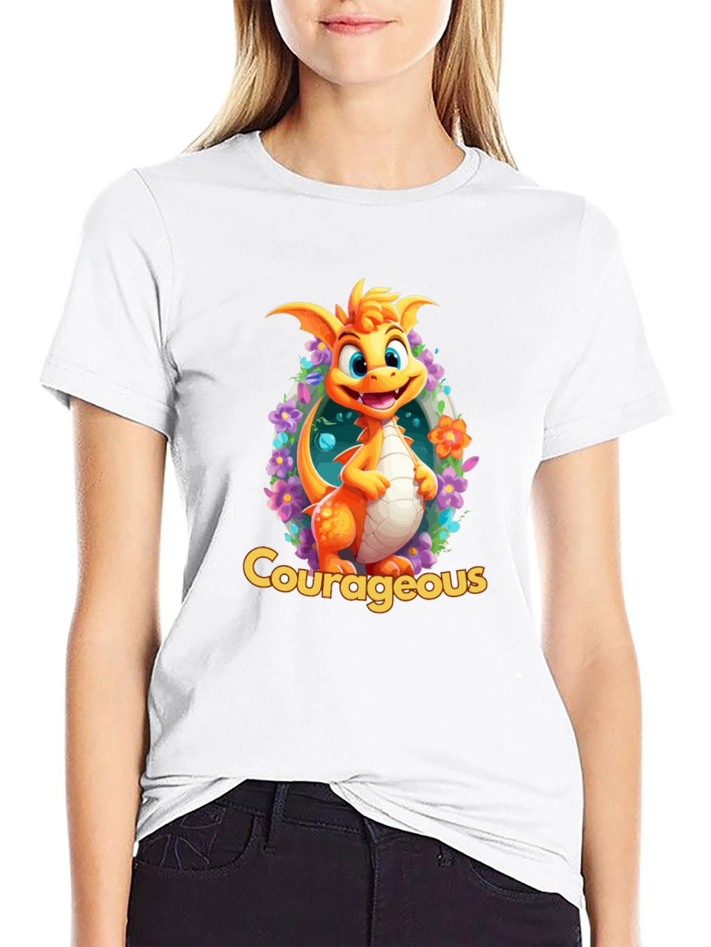 Courageous Dragon T-Shirt: Whimsical Graphic Tee