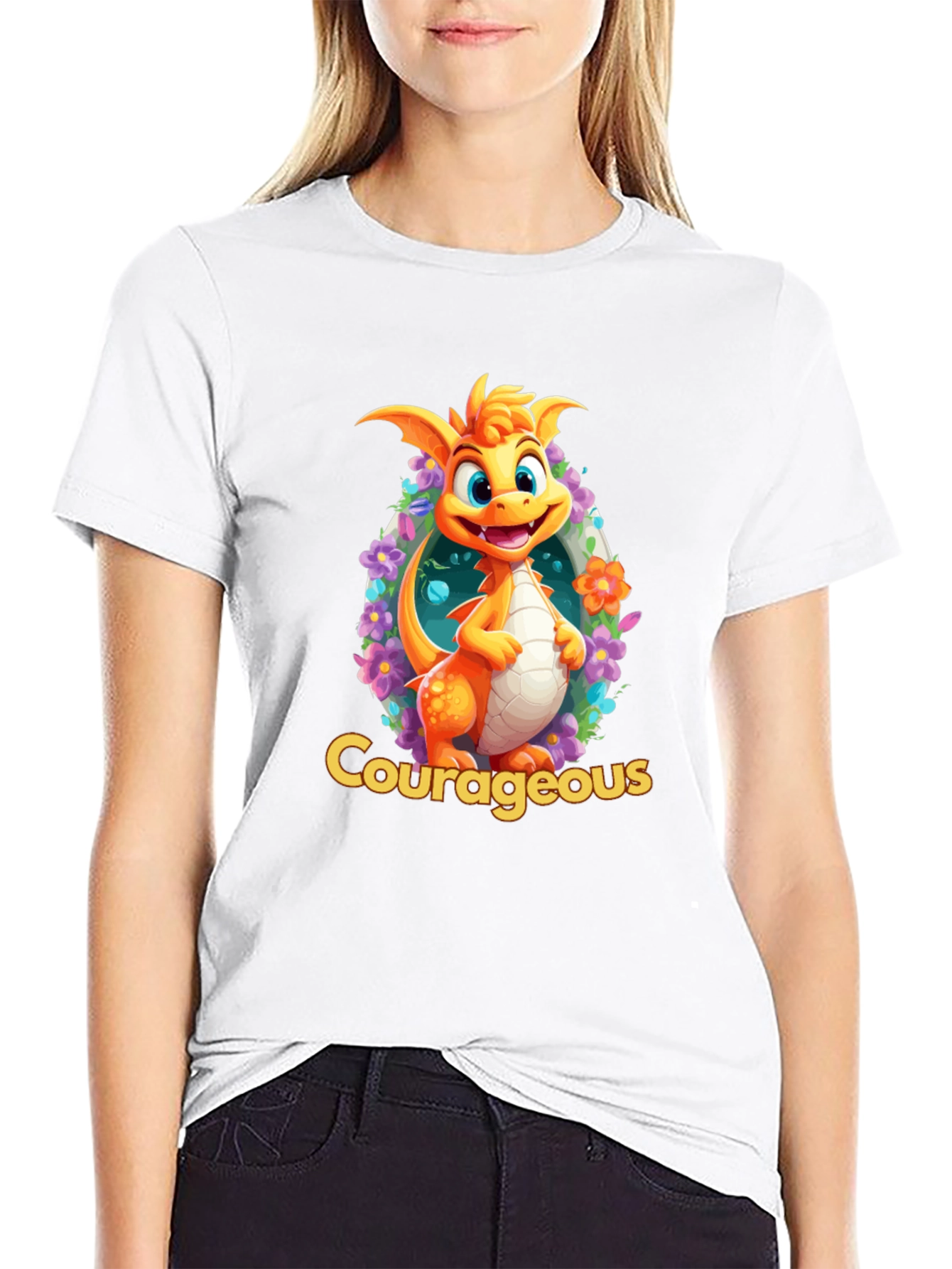 Courageous Dragon T-Shirt: Whimsical Graphic Tee