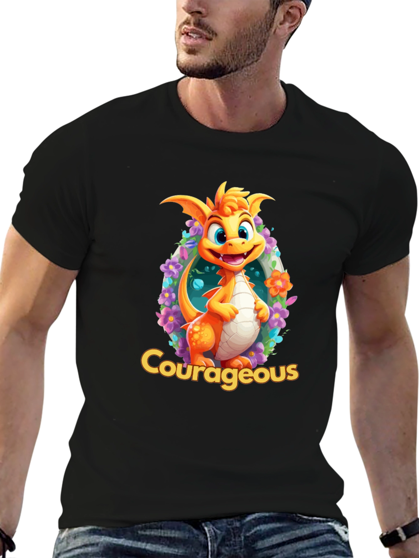 Courageous Dragon T-Shirt: Whimsical Graphic Tee