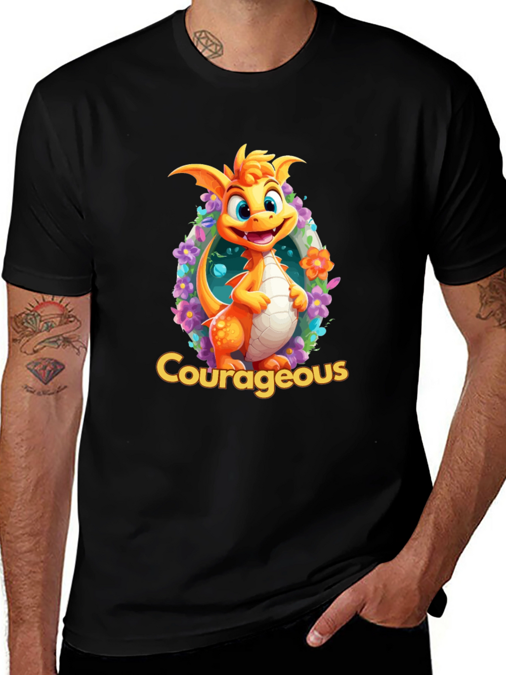 Courageous Dragon T-Shirt: Whimsical Graphic Tee