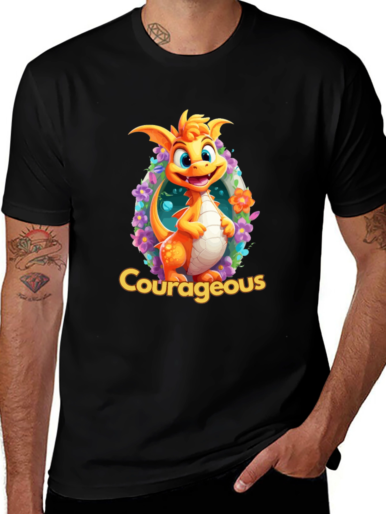 Courageous Dragon T-Shirt: Whimsical Graphic Tee