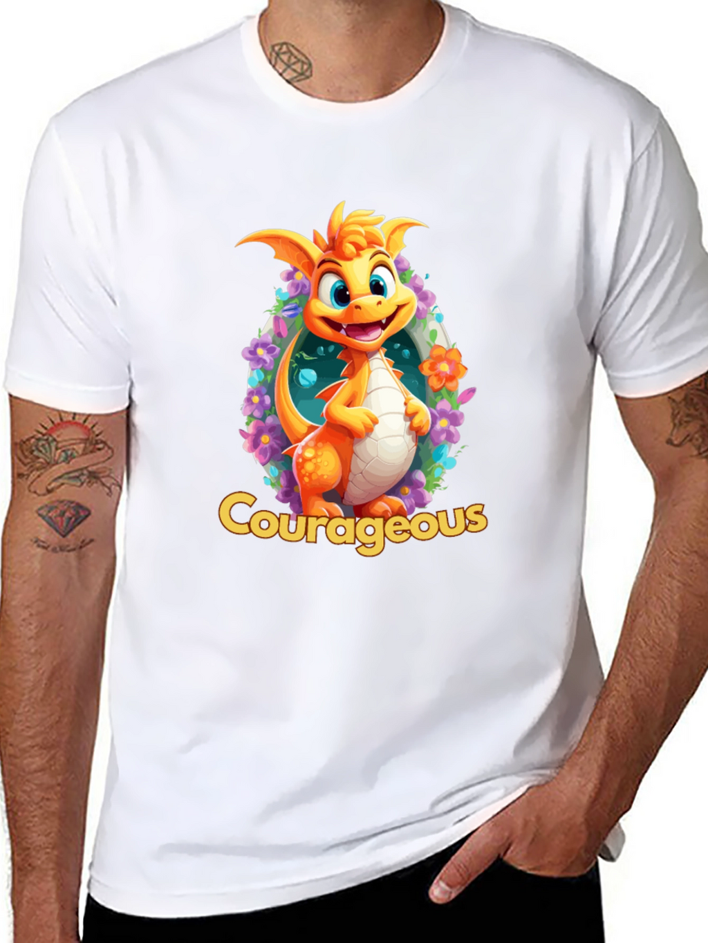 Courageous Dragon T-Shirt: Whimsical Graphic Tee