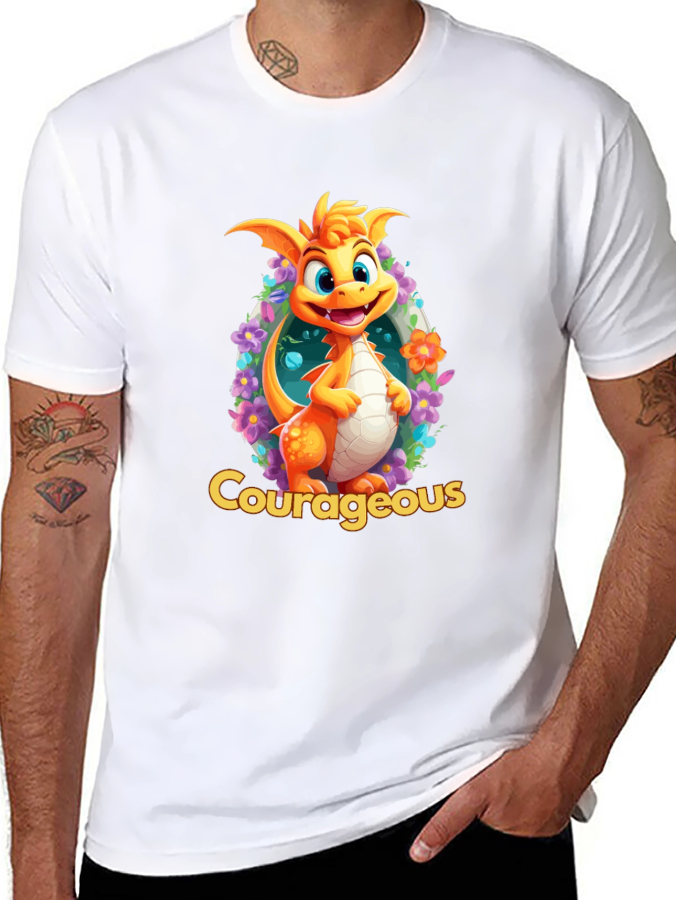Courageous Dragon T-Shirt: Whimsical Graphic Tee