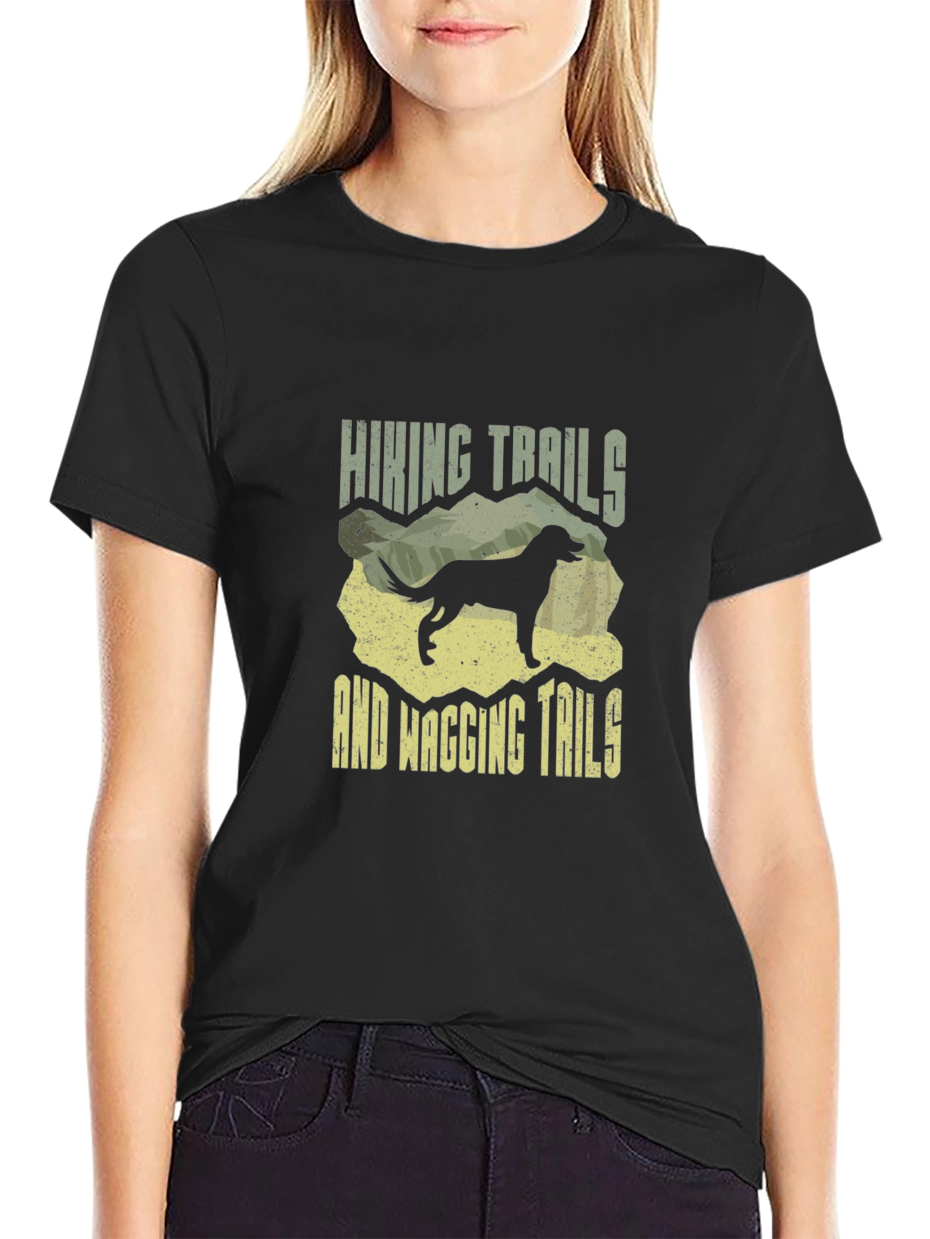 Hiking Trails & Wagging Tails Graphic Tee - Outdoors Dog Lover T-Shirt