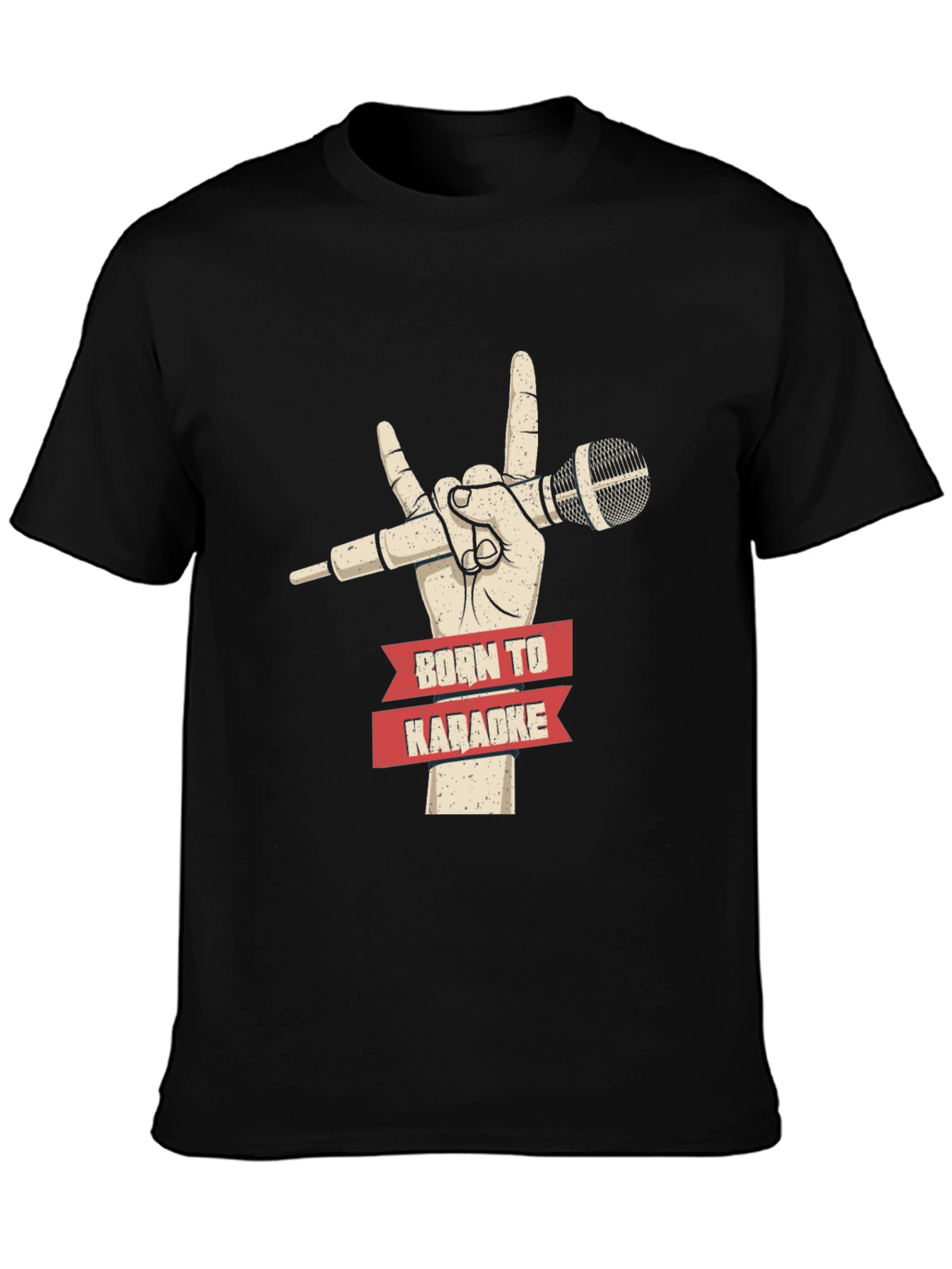Born To Karaoke T-Shirt - Rock On Microphone Design