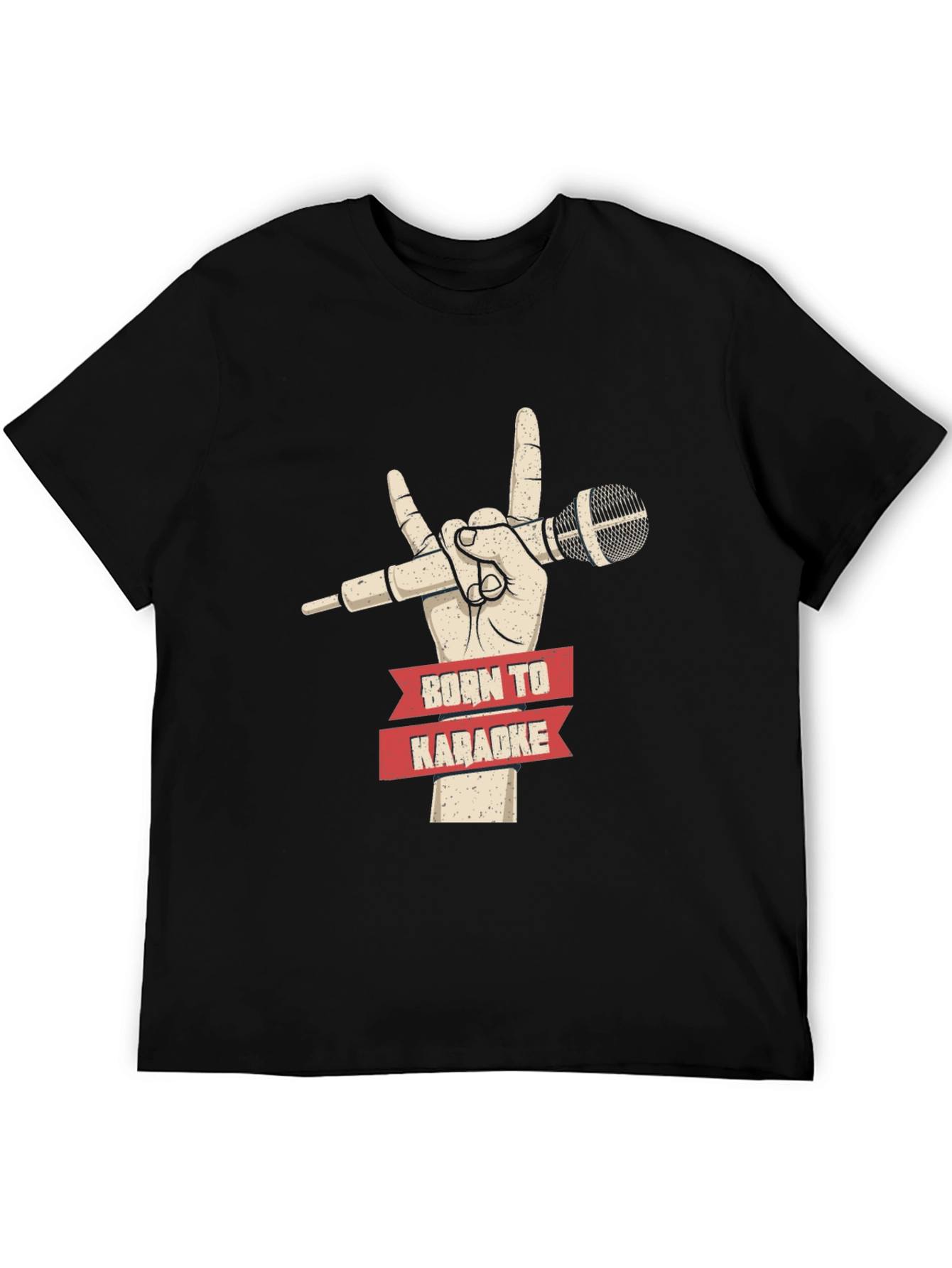 Born To Karaoke T-Shirt - Rock On Microphone Design