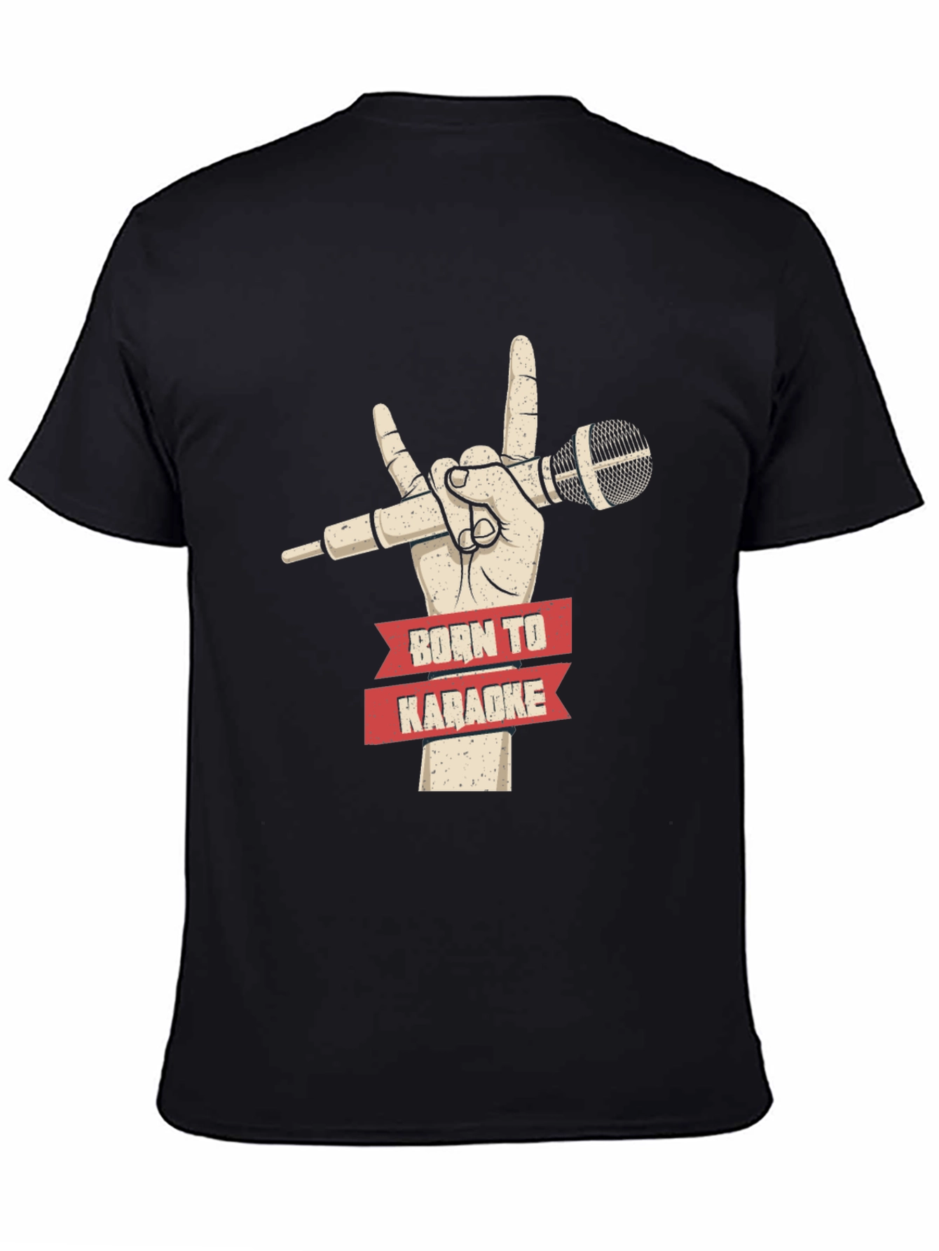 Born To Karaoke T-Shirt - Rock On Microphone Design