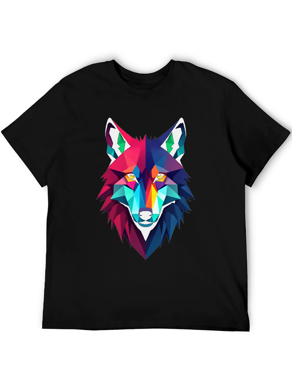 Geometric Wolf Graphic Tee - Stylish Mens Black T-Shirt