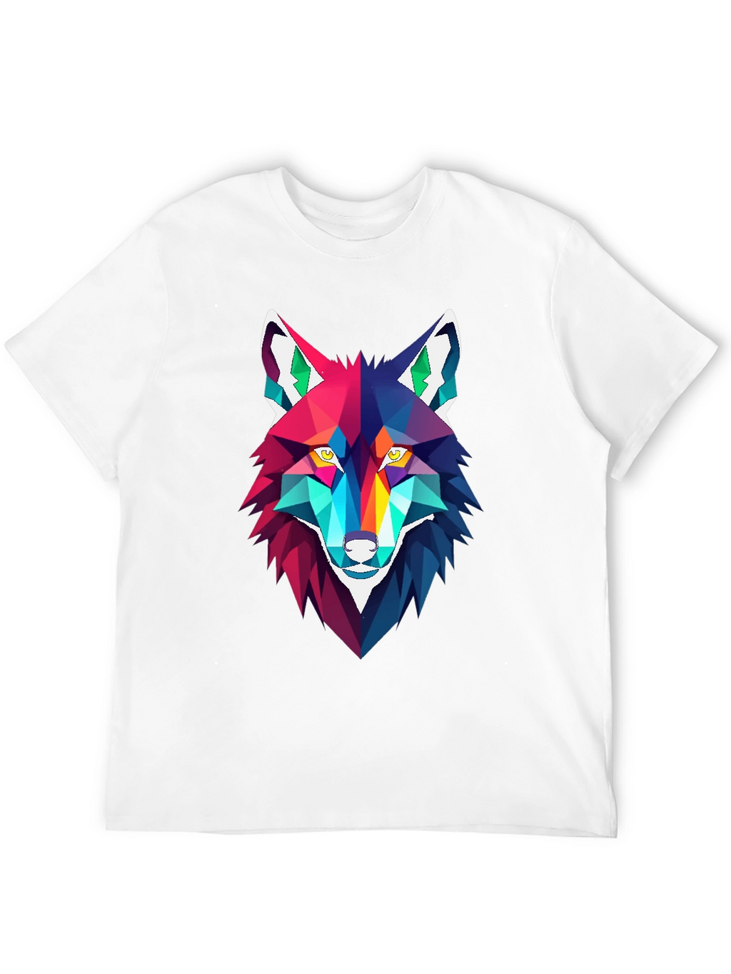 Geometric Wolf Graphic Tee - Stylish Mens Black T-Shirt