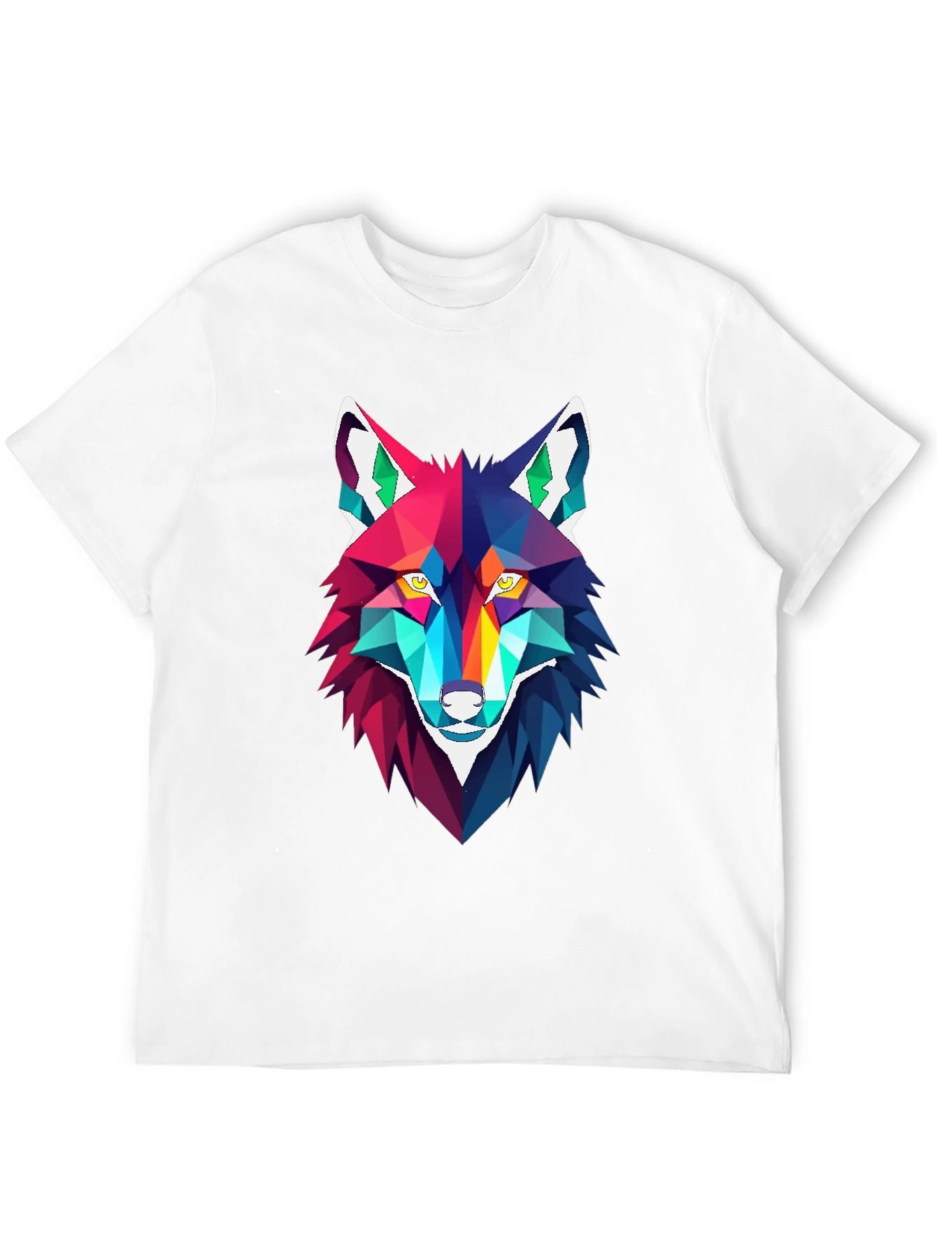 Geometric Wolf Graphic Tee - Stylish Mens Black T-Shirt