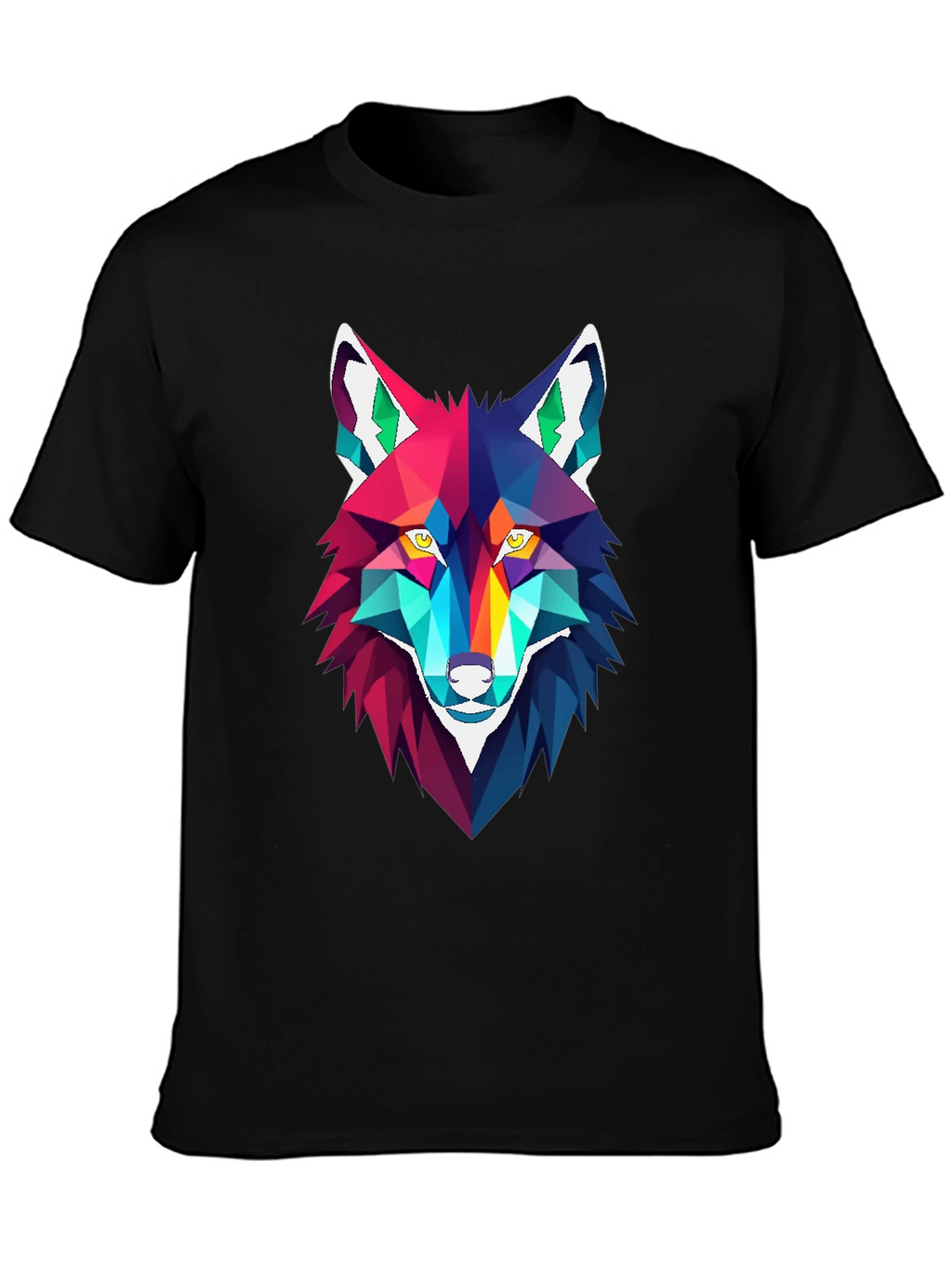 Geometric Wolf Graphic Tee - Stylish Mens Black T-Shirt