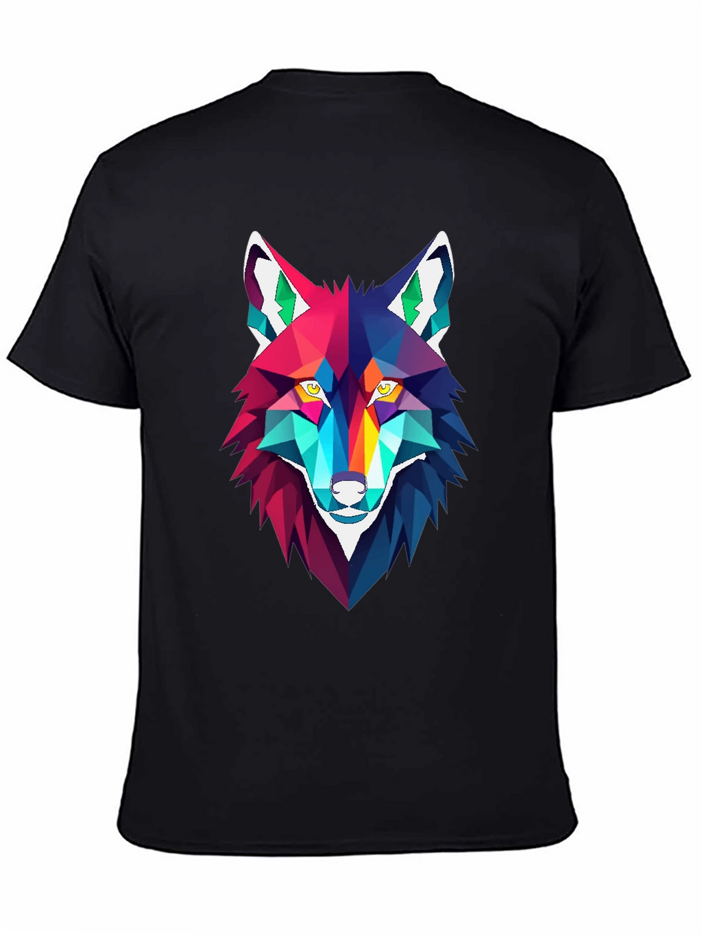 Geometric Wolf Graphic Tee - Stylish Mens Black T-Shirt
