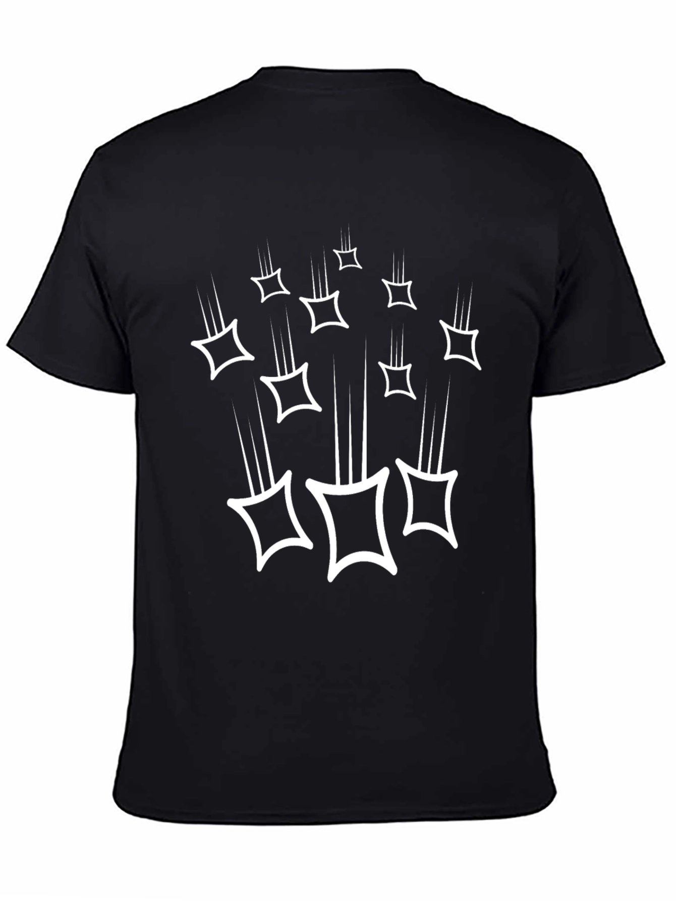 Modern Graphic Black T-Shirt with Falling Squares