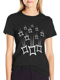 Modern Graphic Black T-Shirt with Falling Squares