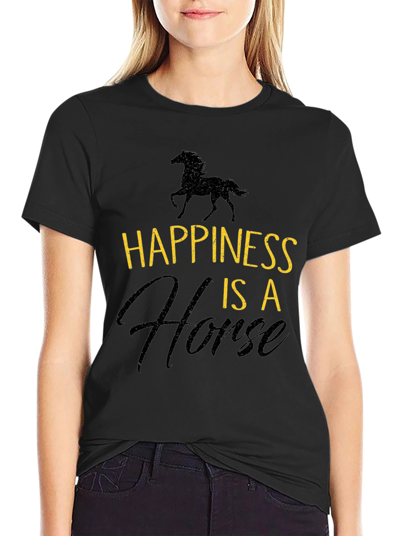 Happiness is a Horse Graphic Tee | Black Unisex T-Shirt