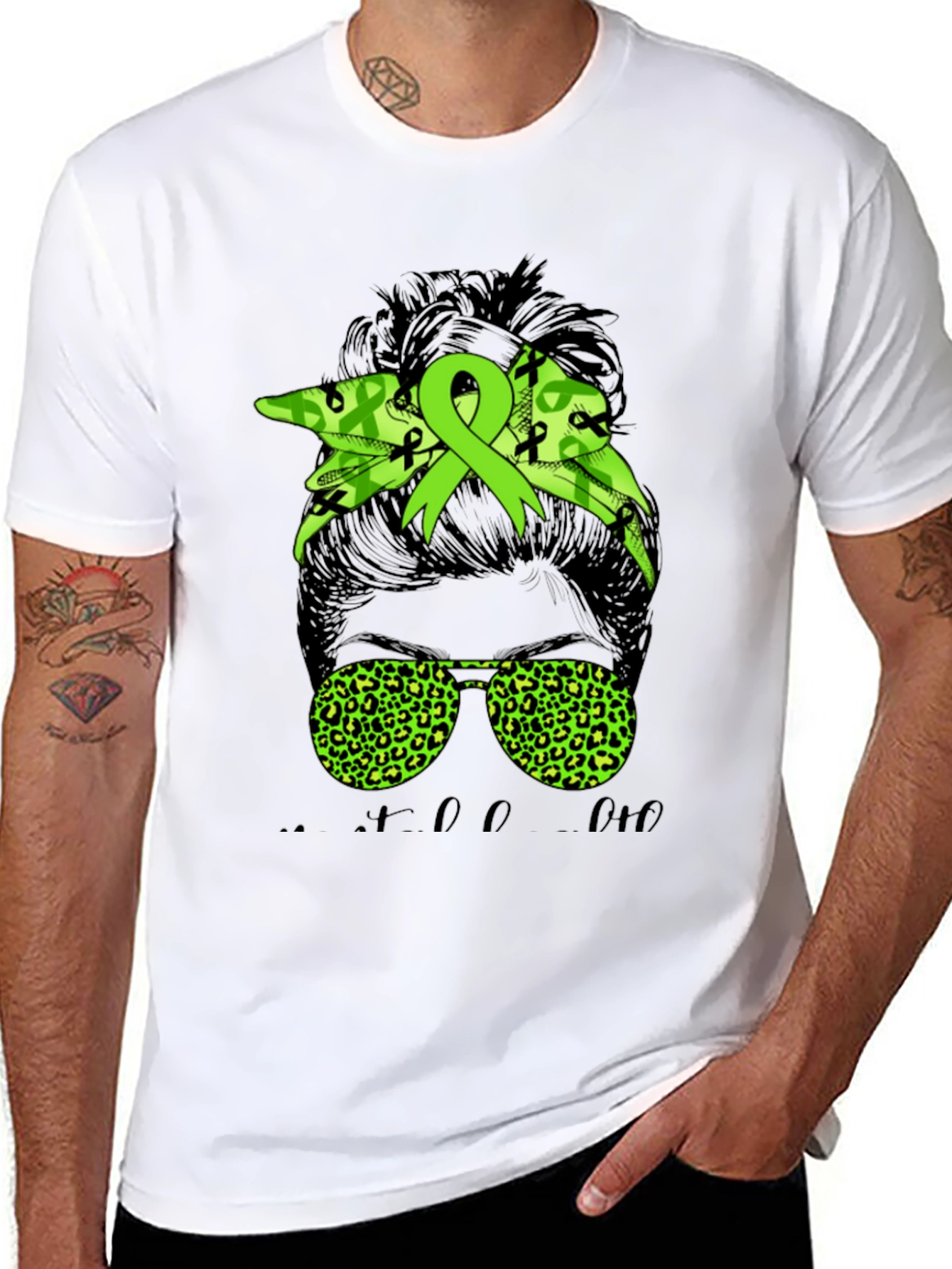 Messy Bun Mental Health Awareness T-Shirt