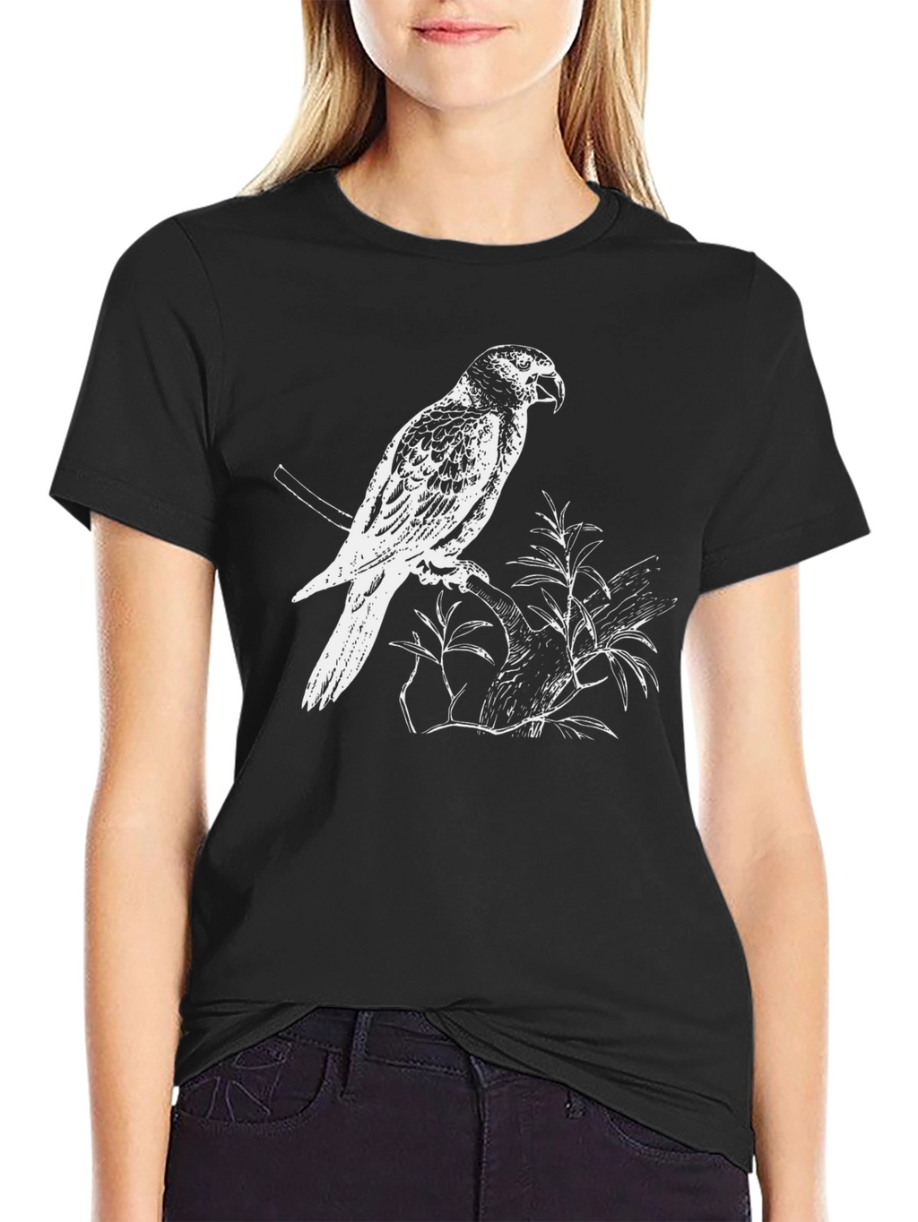 Parrot Graphic Print Tee - Mens Black T-Shirt