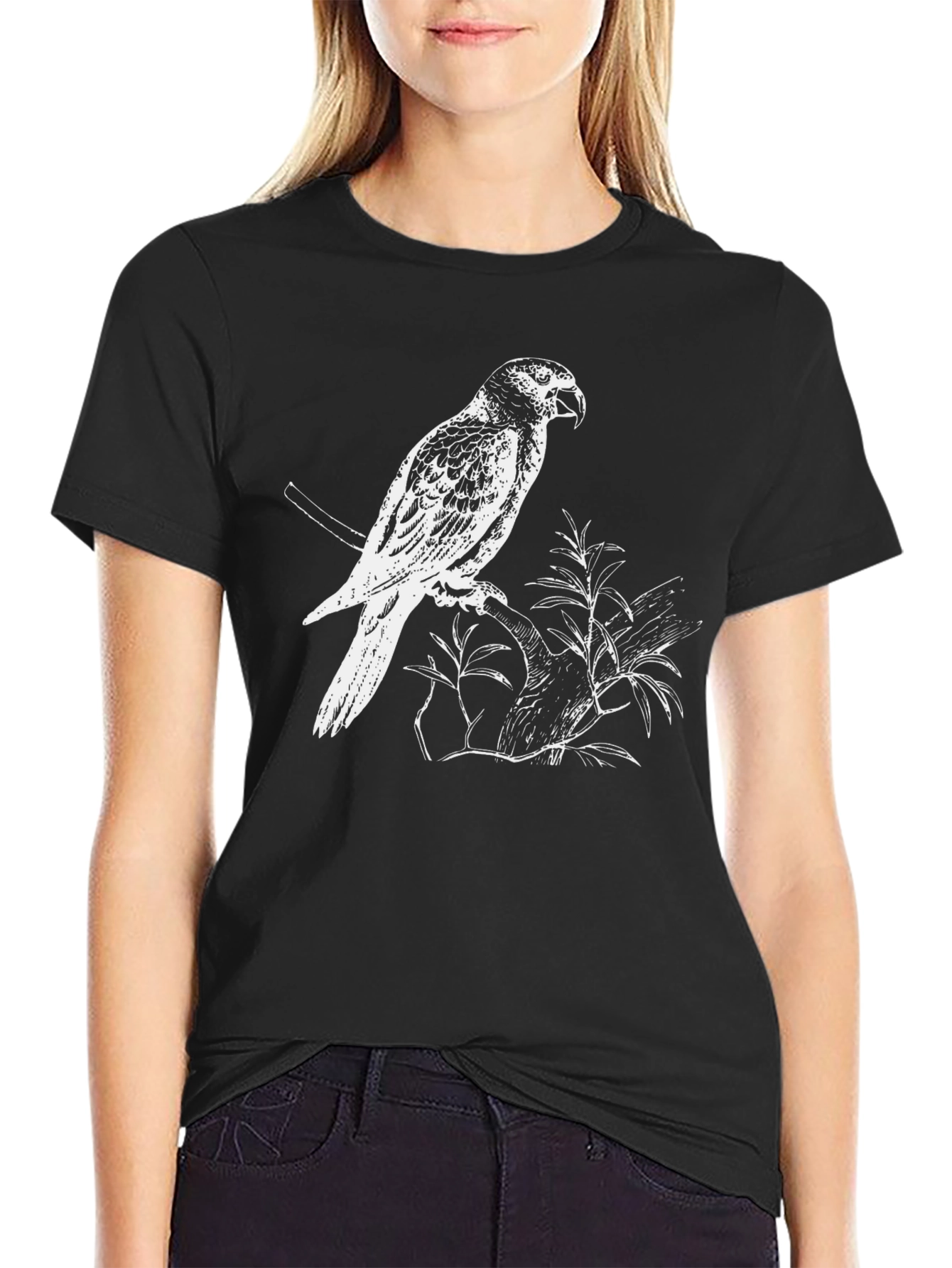 Parrot Graphic Print Tee - Mens Black T-Shirt