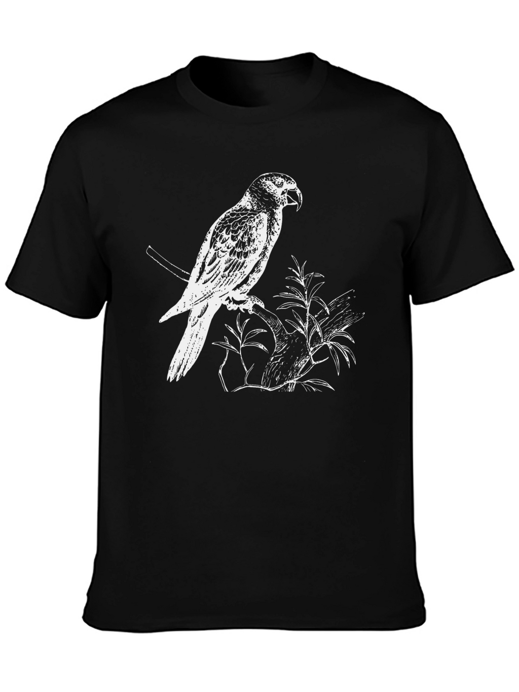 Parrot Graphic Print Tee - Mens Black T-Shirt