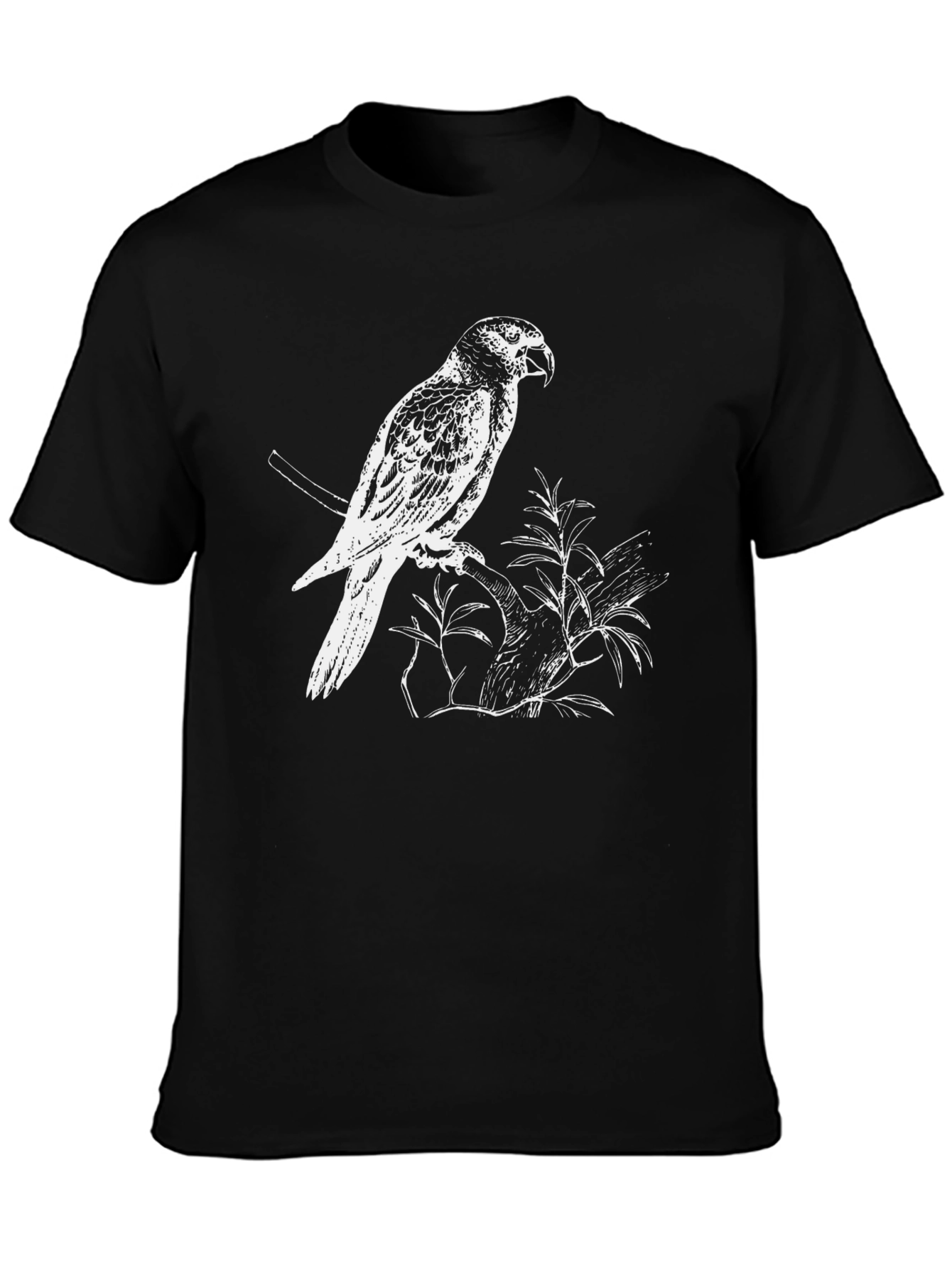 Parrot Graphic Print Tee - Mens Black T-Shirt