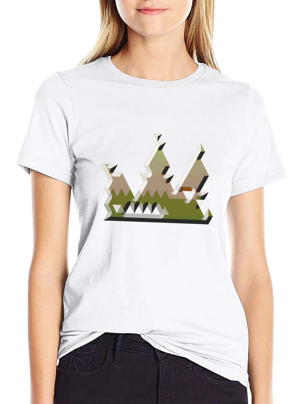 Geometric Crown Graphic Tee - Black