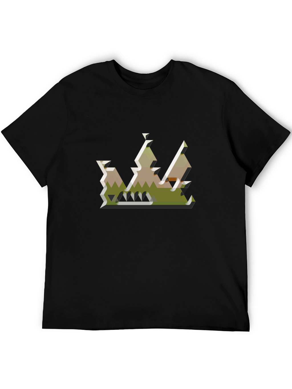 Geometric Crown Graphic Tee - Black