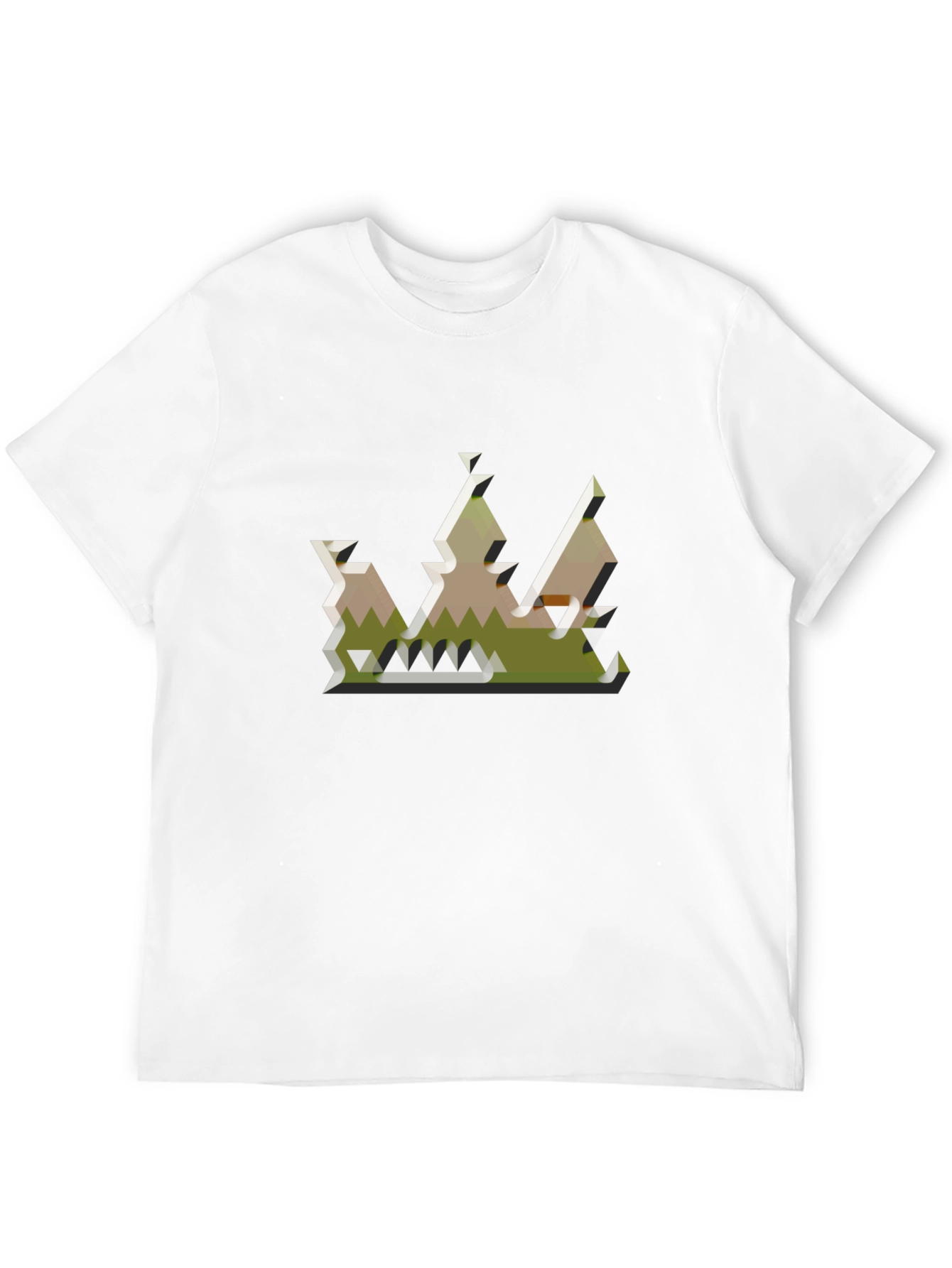 Geometric Crown Graphic Tee - Black