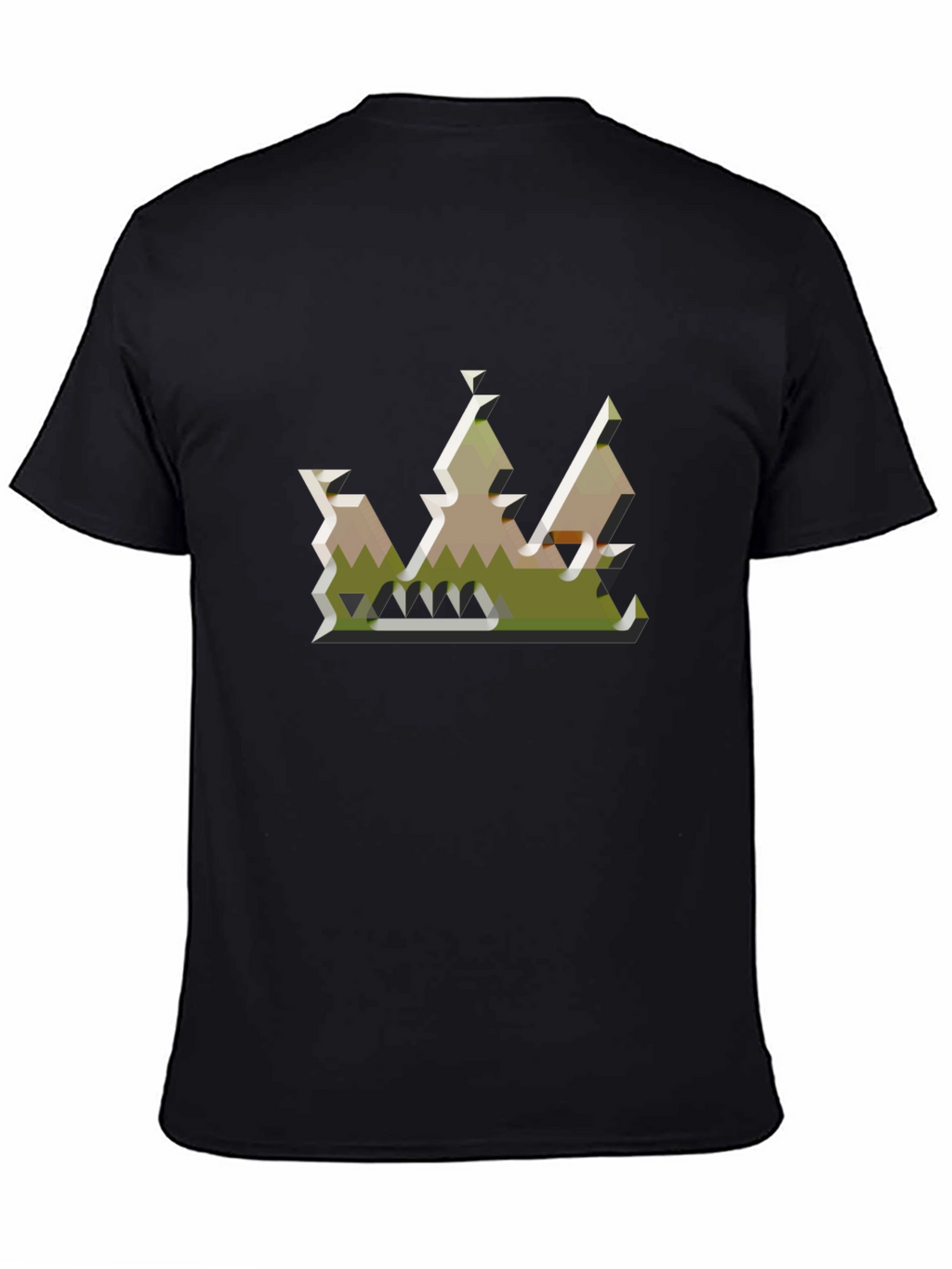 Geometric Crown Graphic Tee - Black
