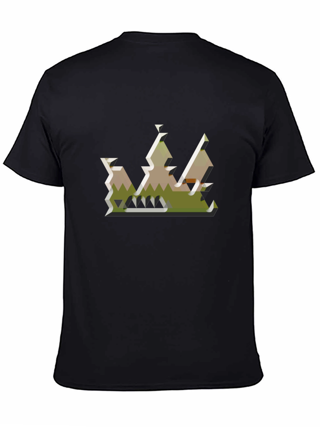 Geometric Crown Graphic Tee - Black