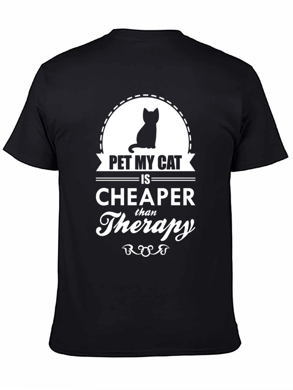 Pet My Cat Therapy T-Shirt - Black Cotton Tee