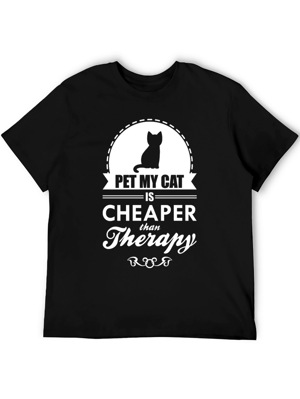 Pet My Cat Therapy T-Shirt - Black Cotton Tee