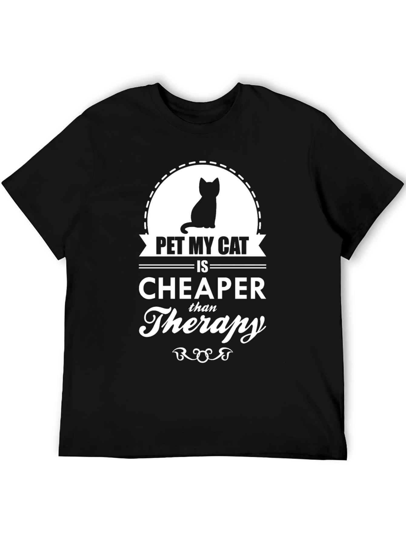 Pet My Cat Therapy T-Shirt - Black Cotton Tee