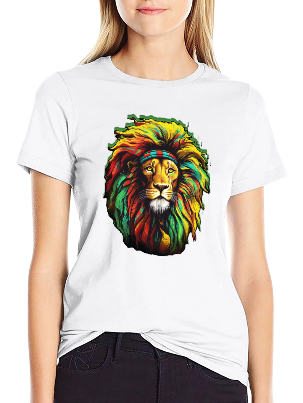 Rasta Lion Graphic T-Shirt - Black