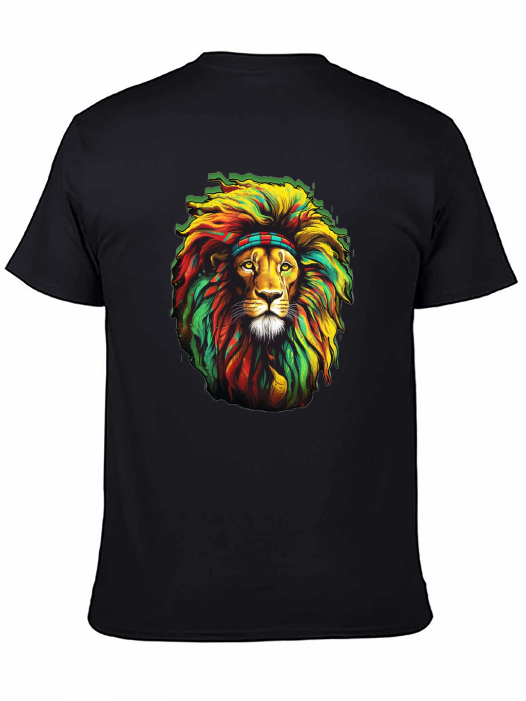 Rasta Lion Graphic T-Shirt - Black