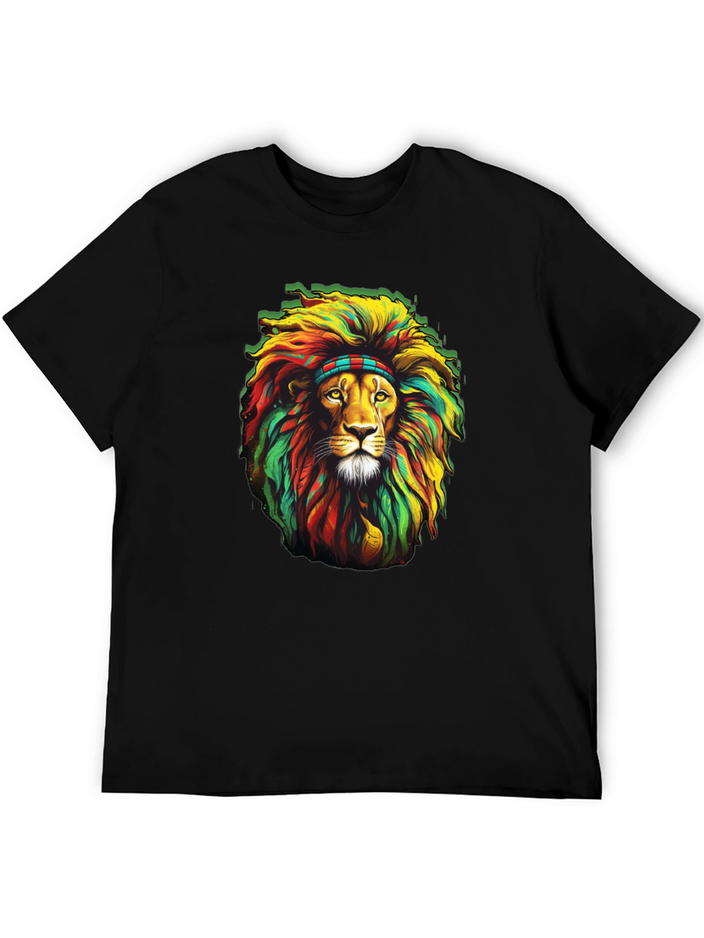 Rasta Lion Graphic T-Shirt - Black
