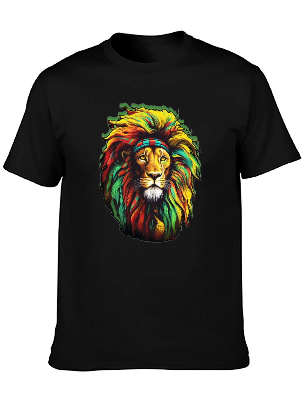 Rasta Lion Graphic T-Shirt - Black