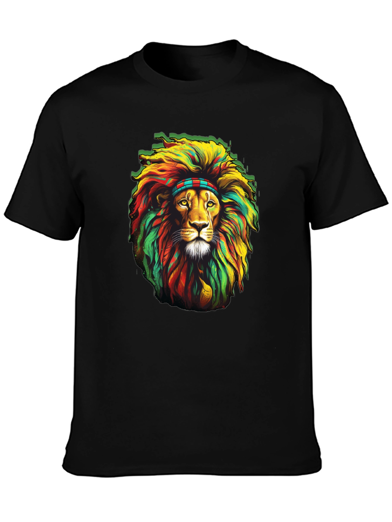 Rasta Lion Graphic T-Shirt - Black