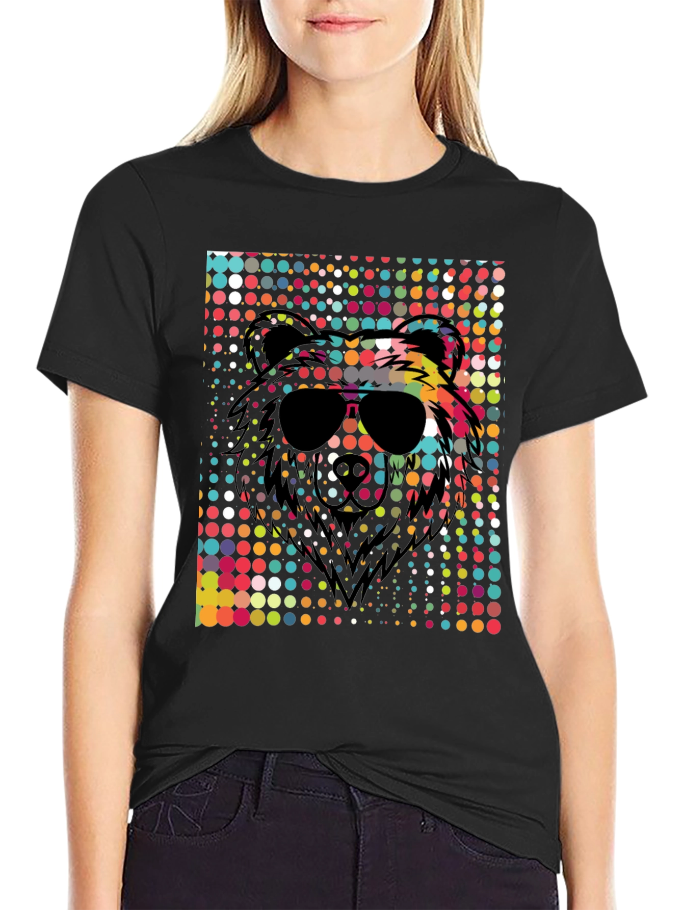 Cool Bear Sunglasses Graphic Tee - Black