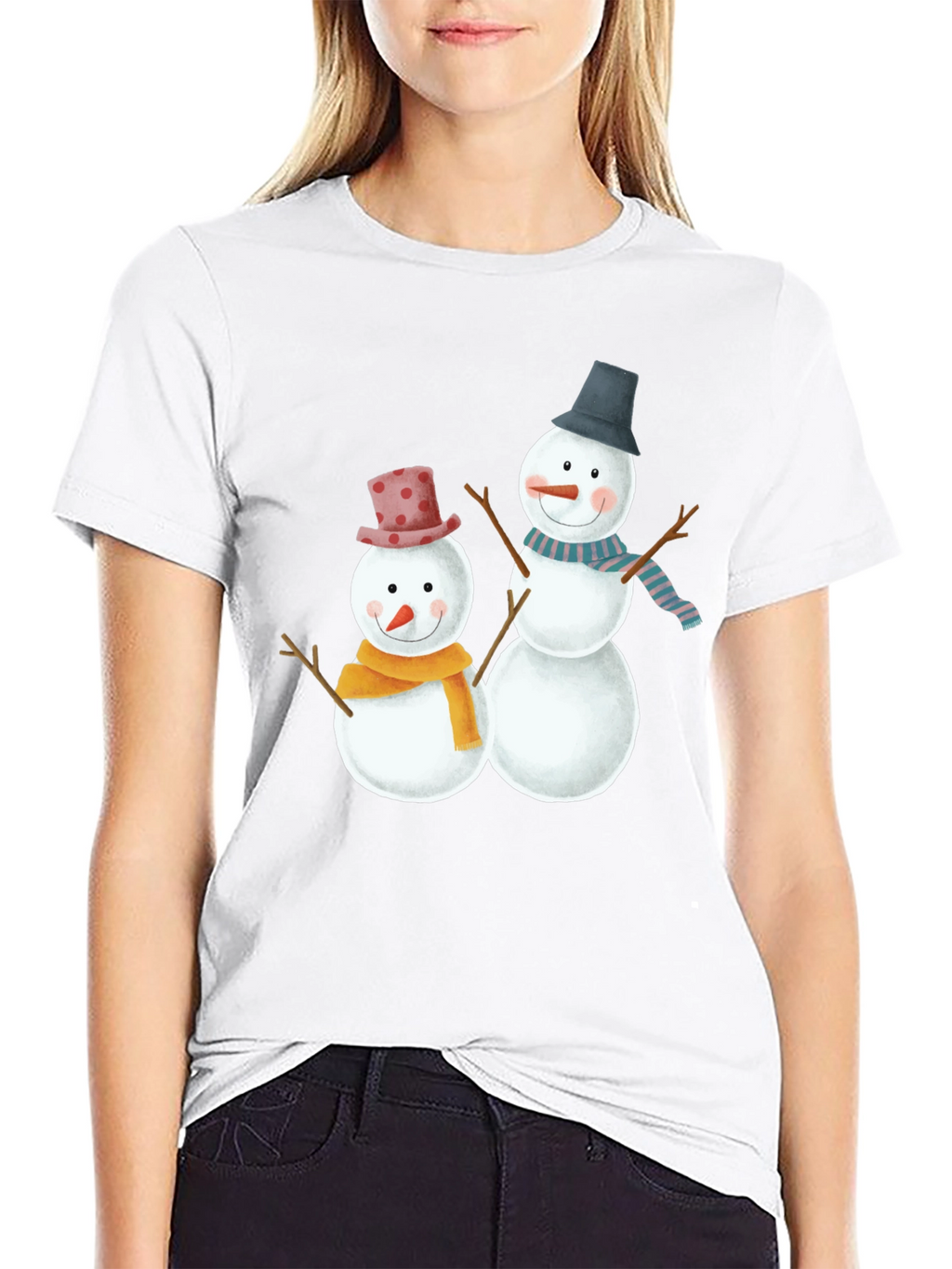 Festive Snowman Graphic Tee - Holiday Cheer