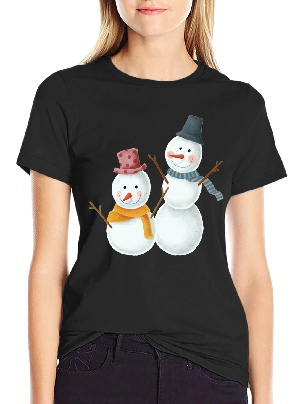 Festive Snowman Graphic Tee - Holiday Cheer