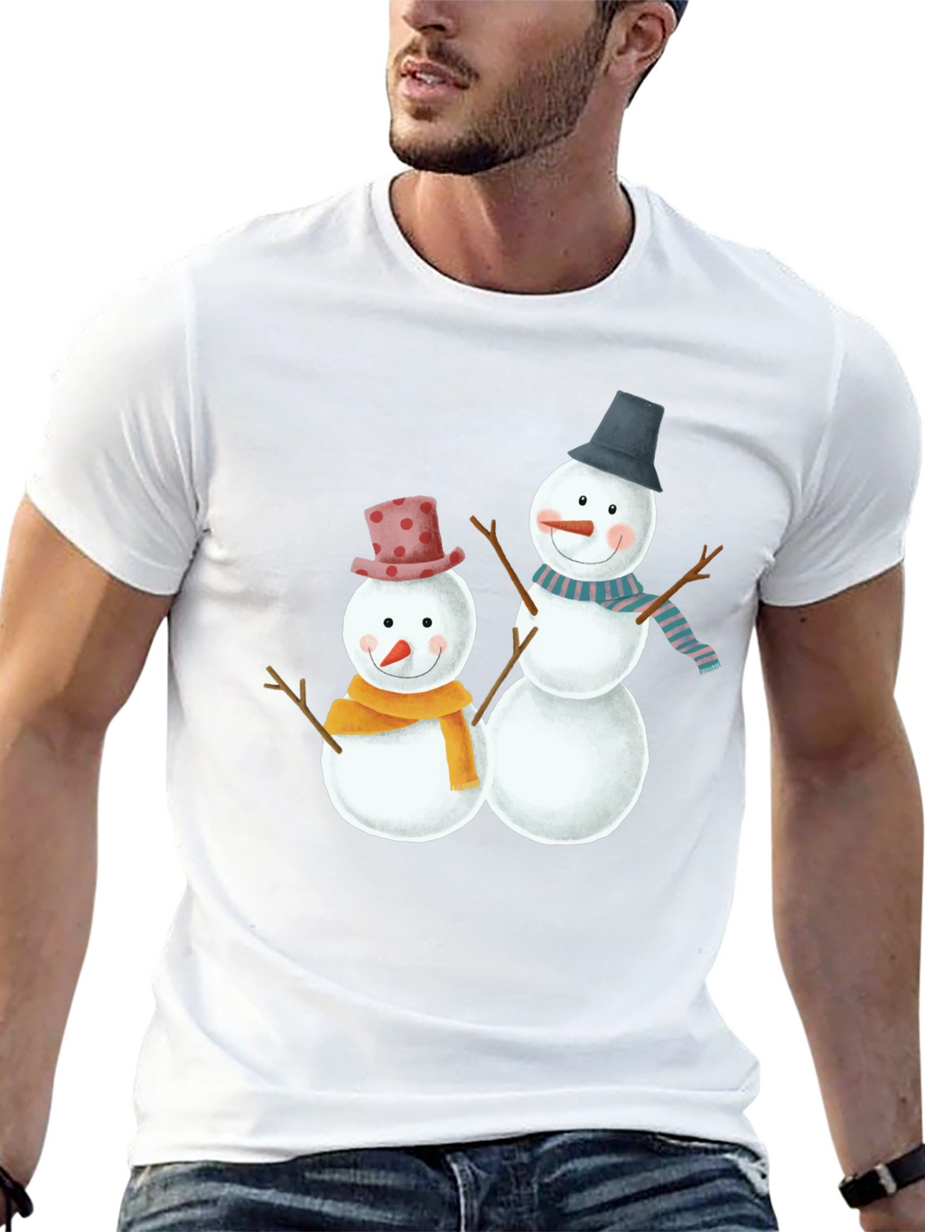 Festive Snowman Graphic Tee - Holiday Cheer