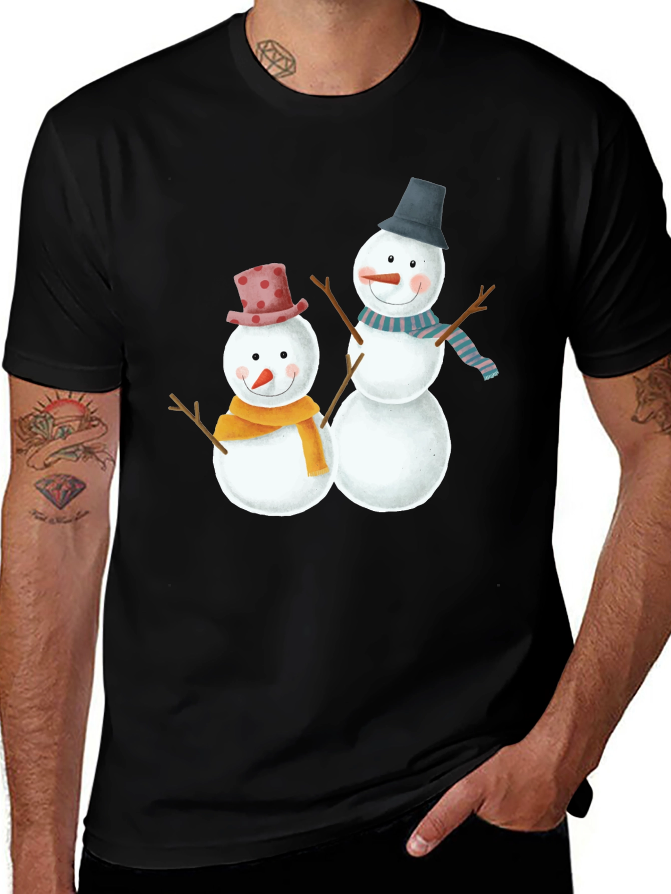 Festive Snowman Graphic Tee - Holiday Cheer