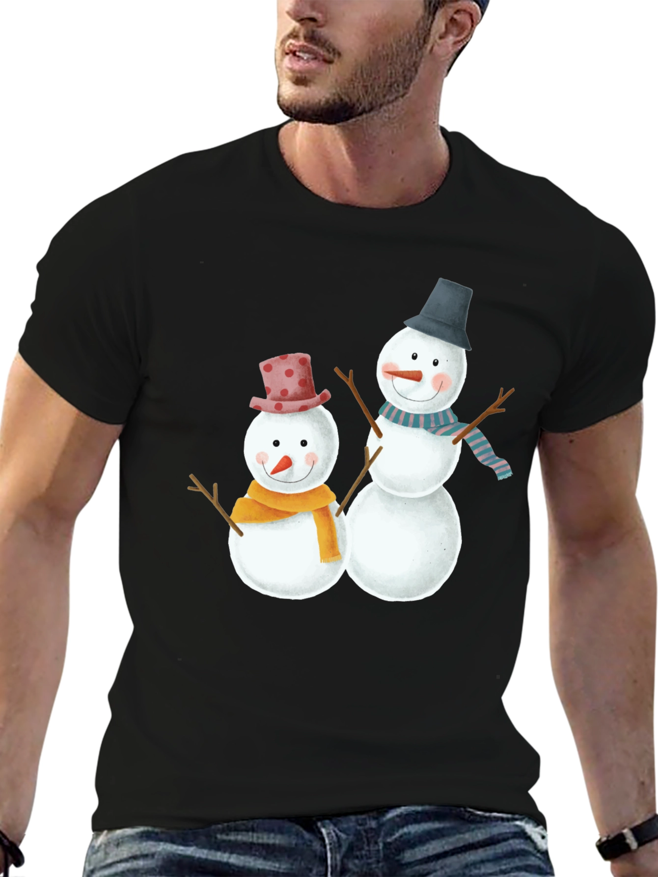 Festive Snowman Graphic Tee - Holiday Cheer