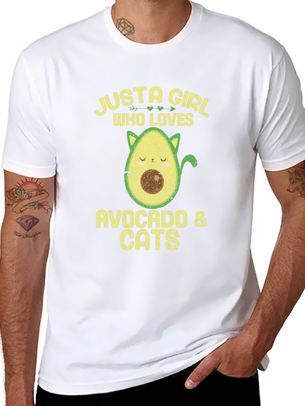 Avocado & Cats Graphic T-Shirt