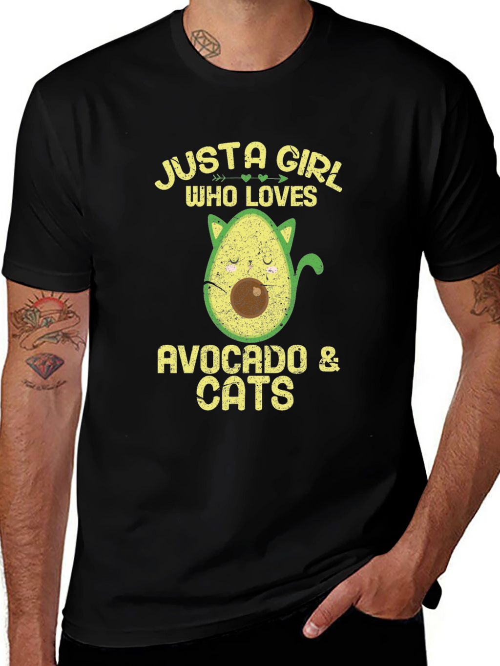 Avocado & Cats Graphic T-Shirt