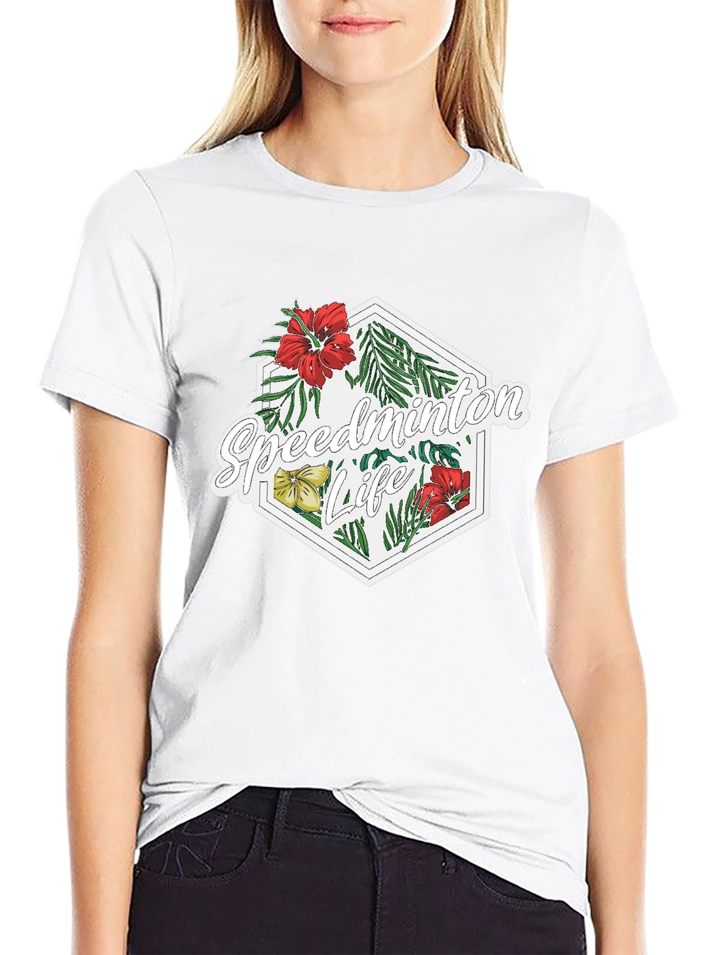 Speedminton Life Floral Black T-Shirt
