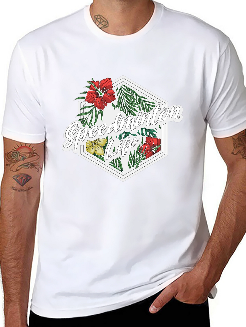 Speedminton Life Floral Black T-Shirt