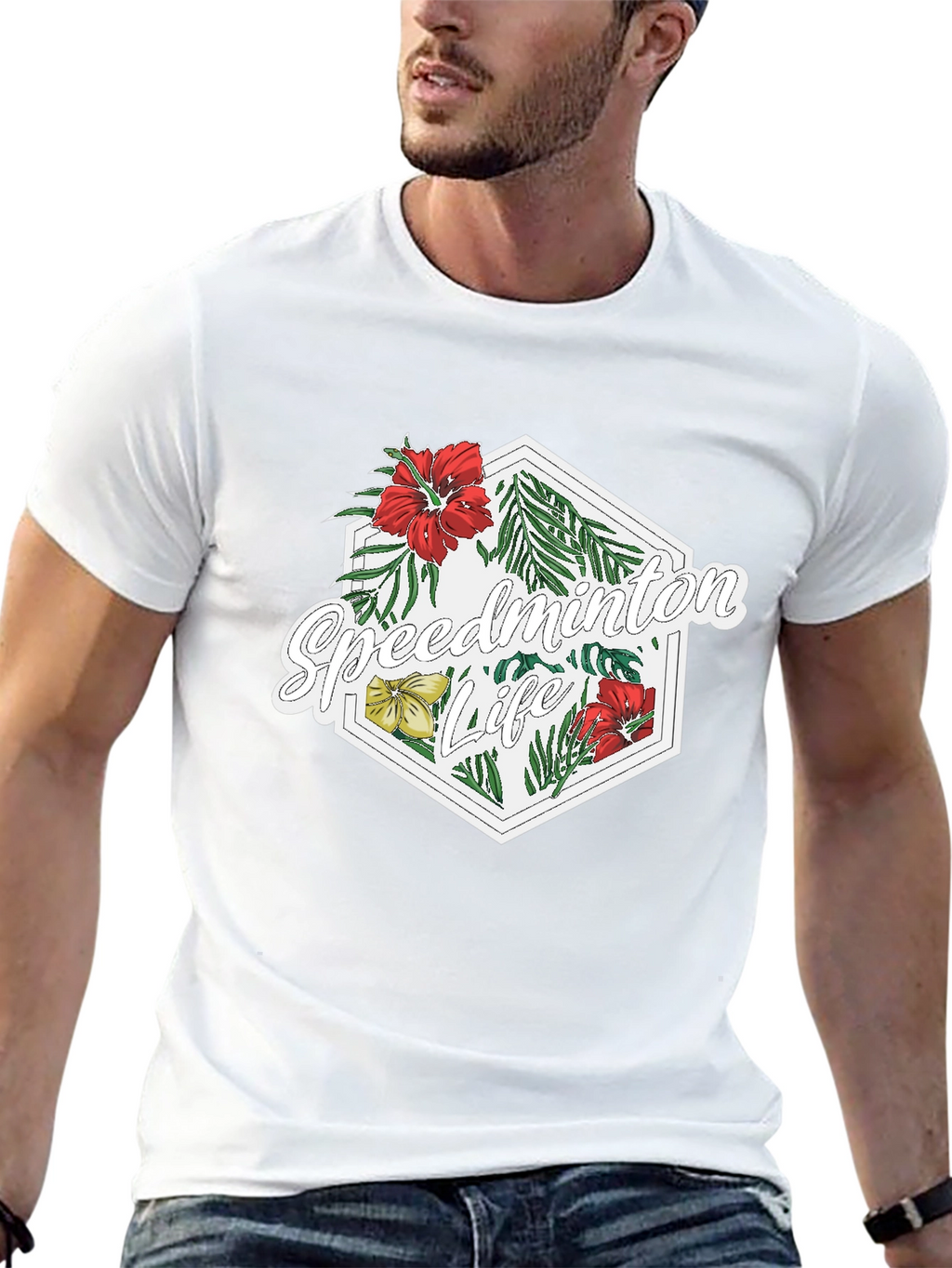 Speedminton Life Floral Black T-Shirt