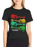 Retro Guitar Graphic Tee - Musical Style
