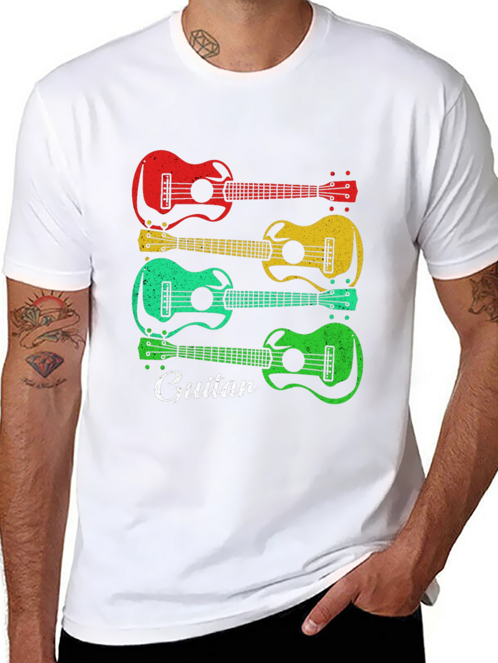 Retro Guitar Graphic Tee - Musical Style